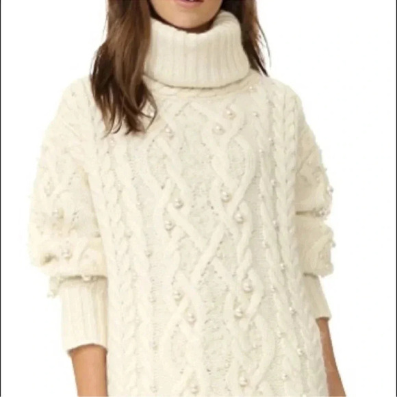 Rachel Zoe oversized wool turtleneck sweater with pearls - Picture 5 of 7